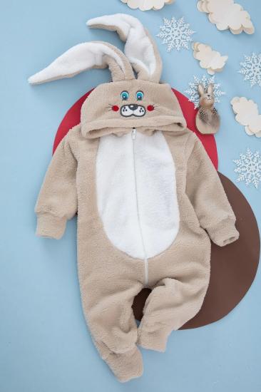 Vavbaby Welsoft Unisex Fermuarlı Peluş Kışlık Bebek Uyku Tulumu Çocuk Tulumu ve Kostümü Tavşan